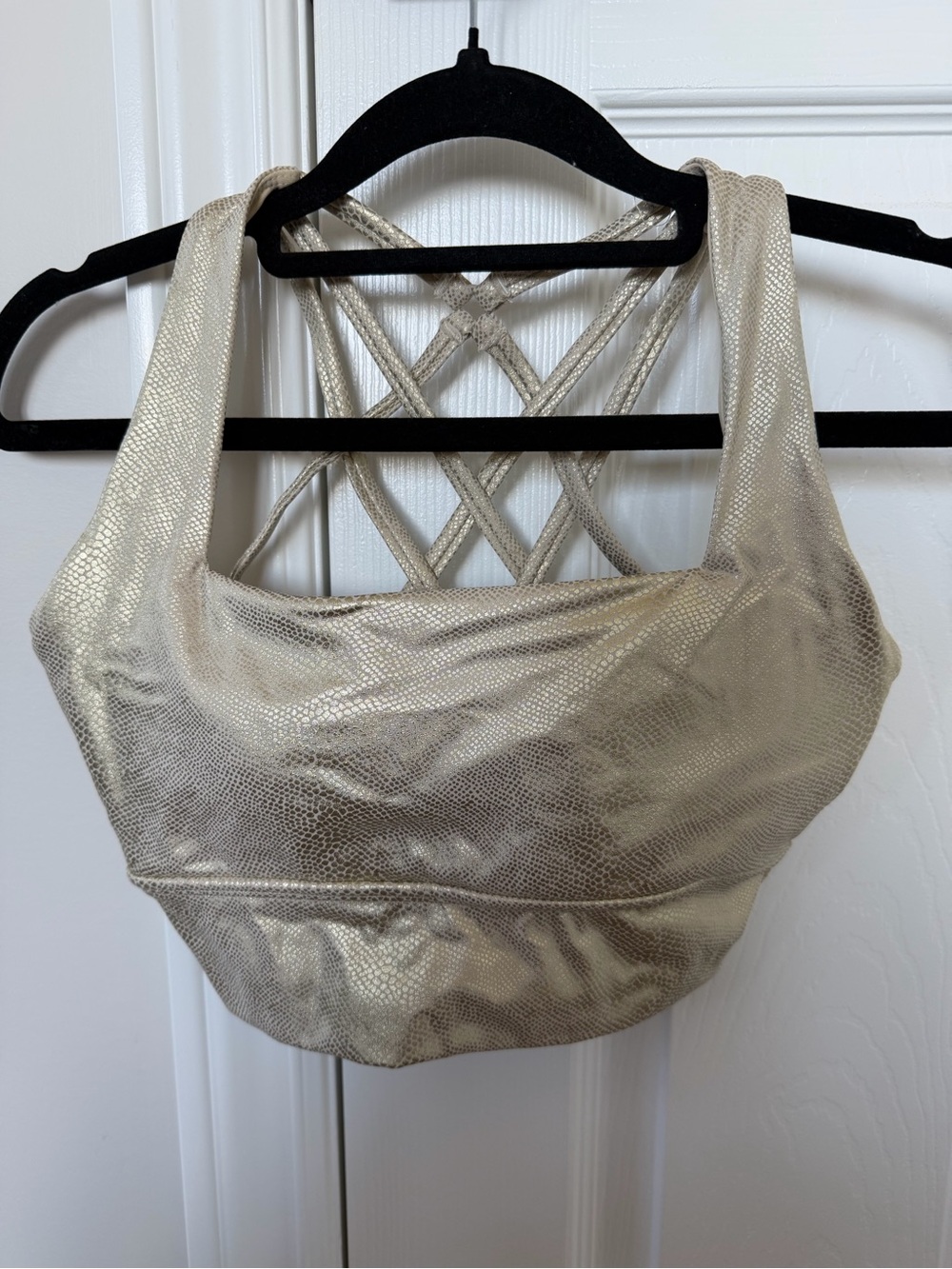 Buffbunny revolution bra  Metallic Gold Crisscross Back Sports Bra